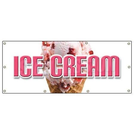 Signmission ICE CREAM BANNER SIGN cart shop cone signs sundae homemade B-96 Ice Cream
